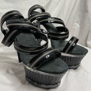 SOLD Ellie 649-Delia Strappy Zipper Platform Heels Size 9